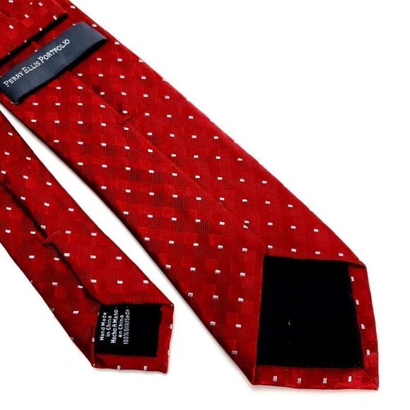 Perry Ellis Portfolio Silk Tie Woven Skinny Geometric‎ - Picture 5 of 6